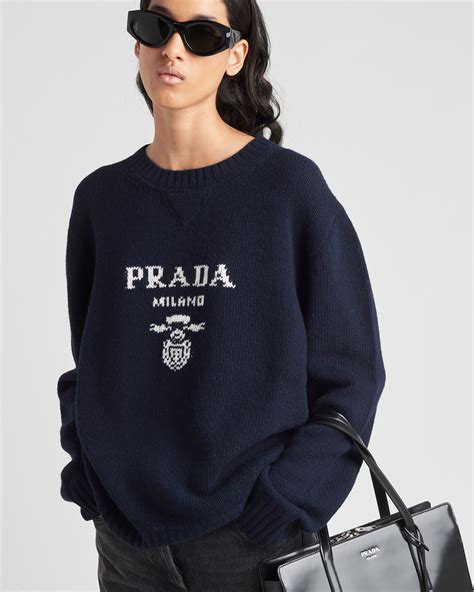 printed cashmere sweater prada|prada cashmere sweater.